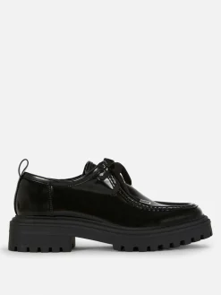 Flache Schuhe|Primark „Rita Ora“ Schnürloafer Mit Dicker Sohle Schwarz