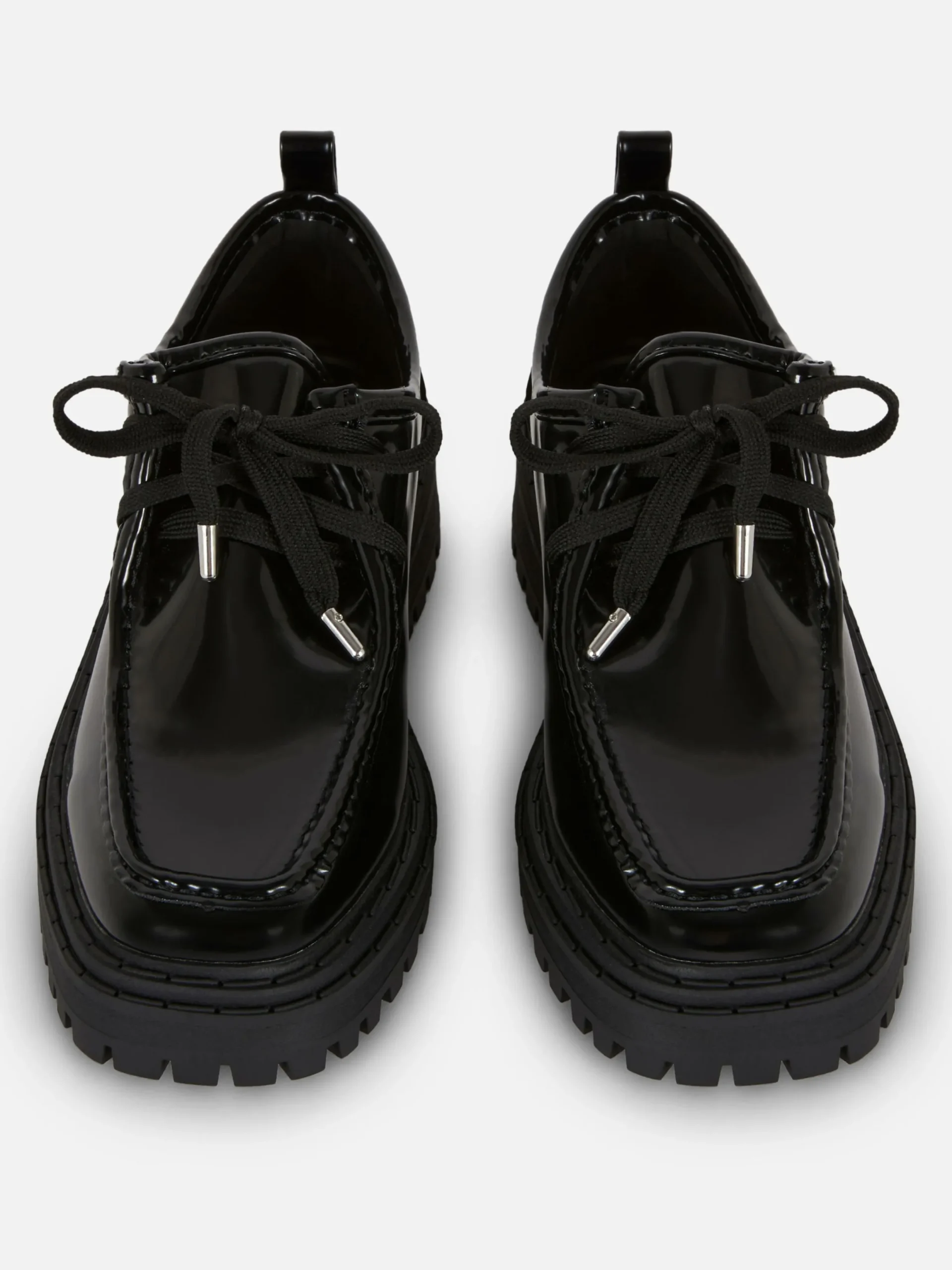 Flache Schuhe|Primark „Rita Ora“ Schnürloafer Mit Dicker Sohle Schwarz