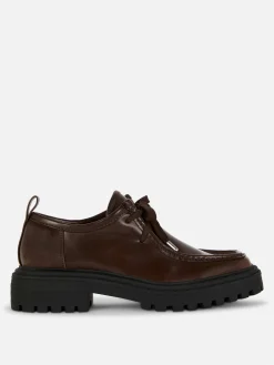 Flache Schuhe|Primark „Rita Ora“ Schnürloafer Mit Dicker Sohle Braun