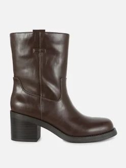 Stiefel|Primark „Rita Ora“ Stiefel Mit Blockabsatz Schokoladenbraun