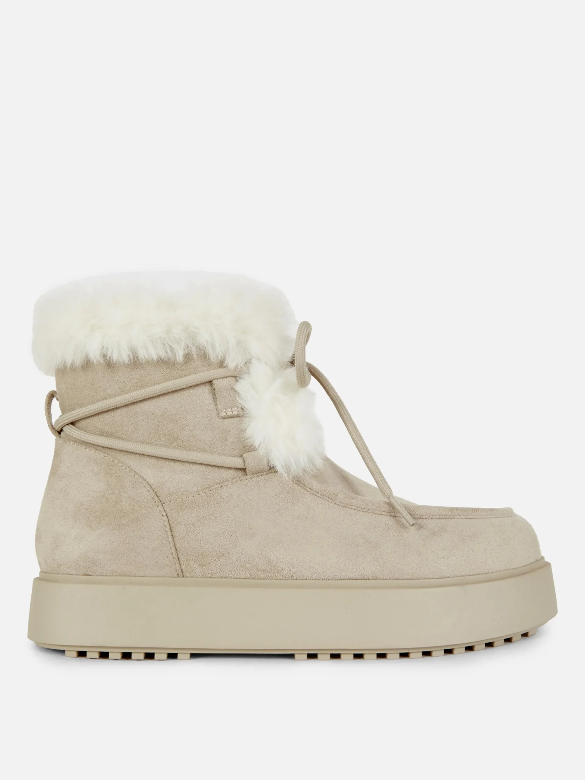 Stiefel|Primark „Rita Ora“ Stiefel Mit Kunstfell Und Vordernaht Sandfarben