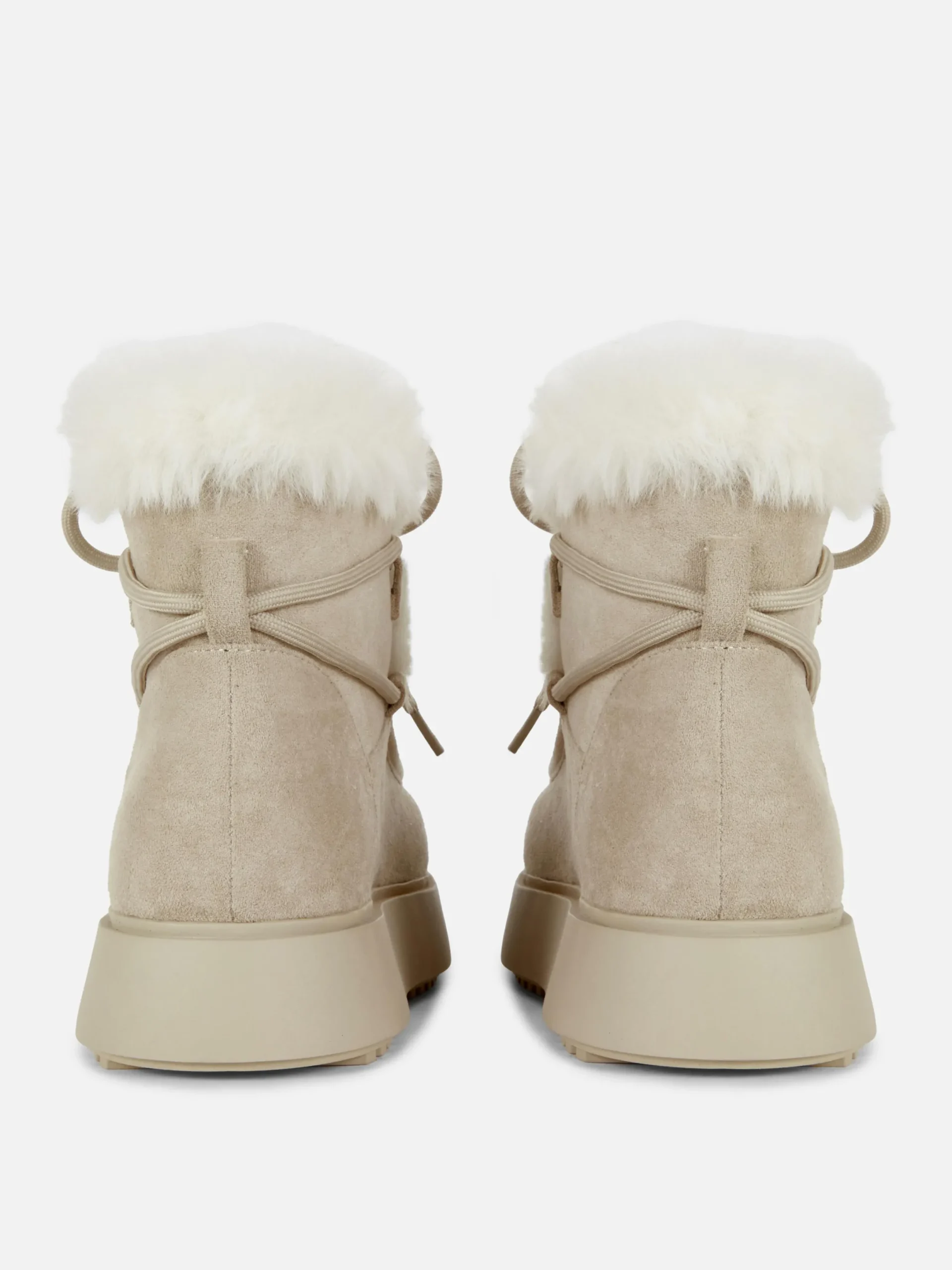 Stiefel|Primark „Rita Ora“ Stiefel Mit Kunstfell Und Vordernaht Sandfarben