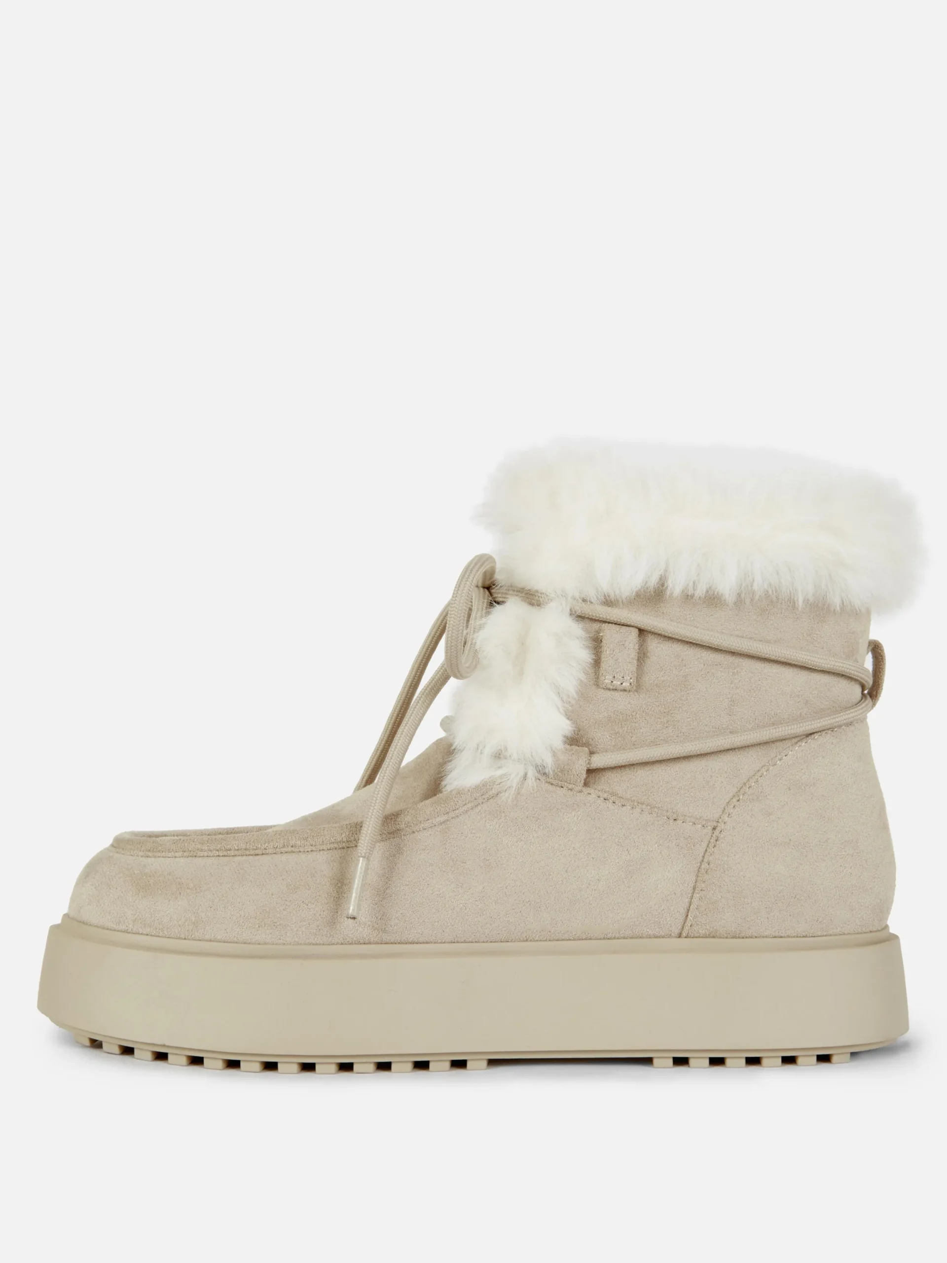 Stiefel|Primark „Rita Ora“ Stiefel Mit Kunstfell Und Vordernaht Sandfarben