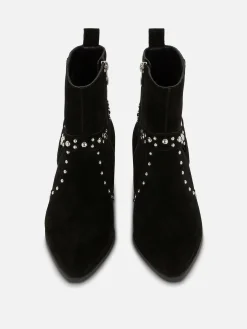 Stiefel|Primark „Rita Ora“ Stiefeletten In Wildleder-Optik Mit Nieten Schwarz