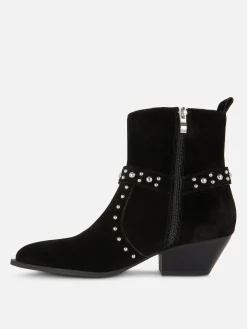 Stiefel|Primark „Rita Ora“ Stiefeletten In Wildleder-Optik Mit Nieten Schwarz