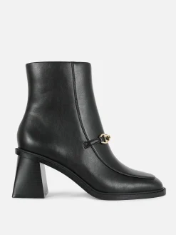 Stiefel|Primark „Rita Ora“ Stiefeletten Mit Blockabsatz Und Kettendetail Schwarz