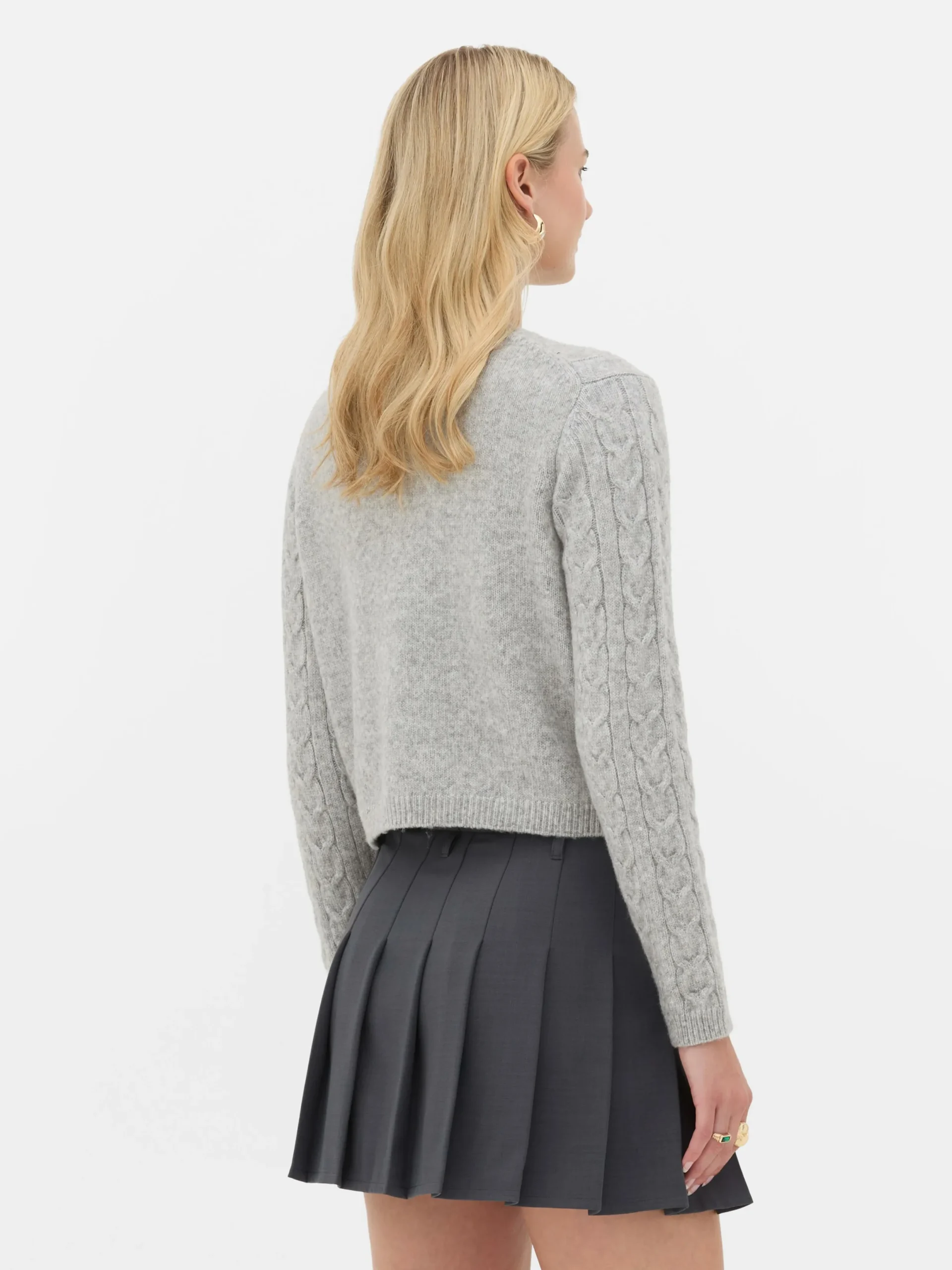 Pullover Und Cardigans|Primark „Rita Ora“ Strickcardigan Mit Zopfmuster Grau