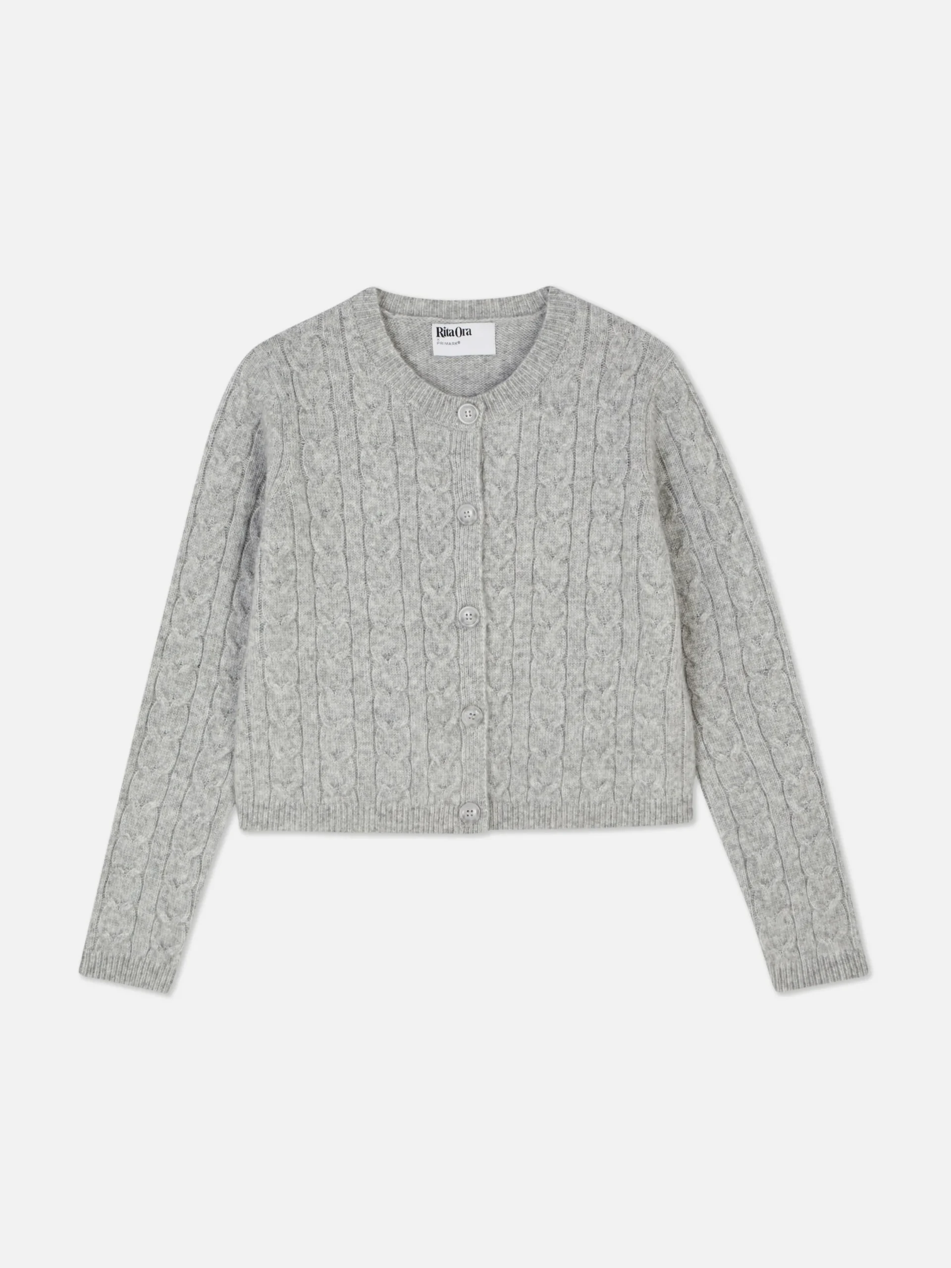 Pullover Und Cardigans|Primark „Rita Ora“ Strickcardigan Mit Zopfmuster Grau