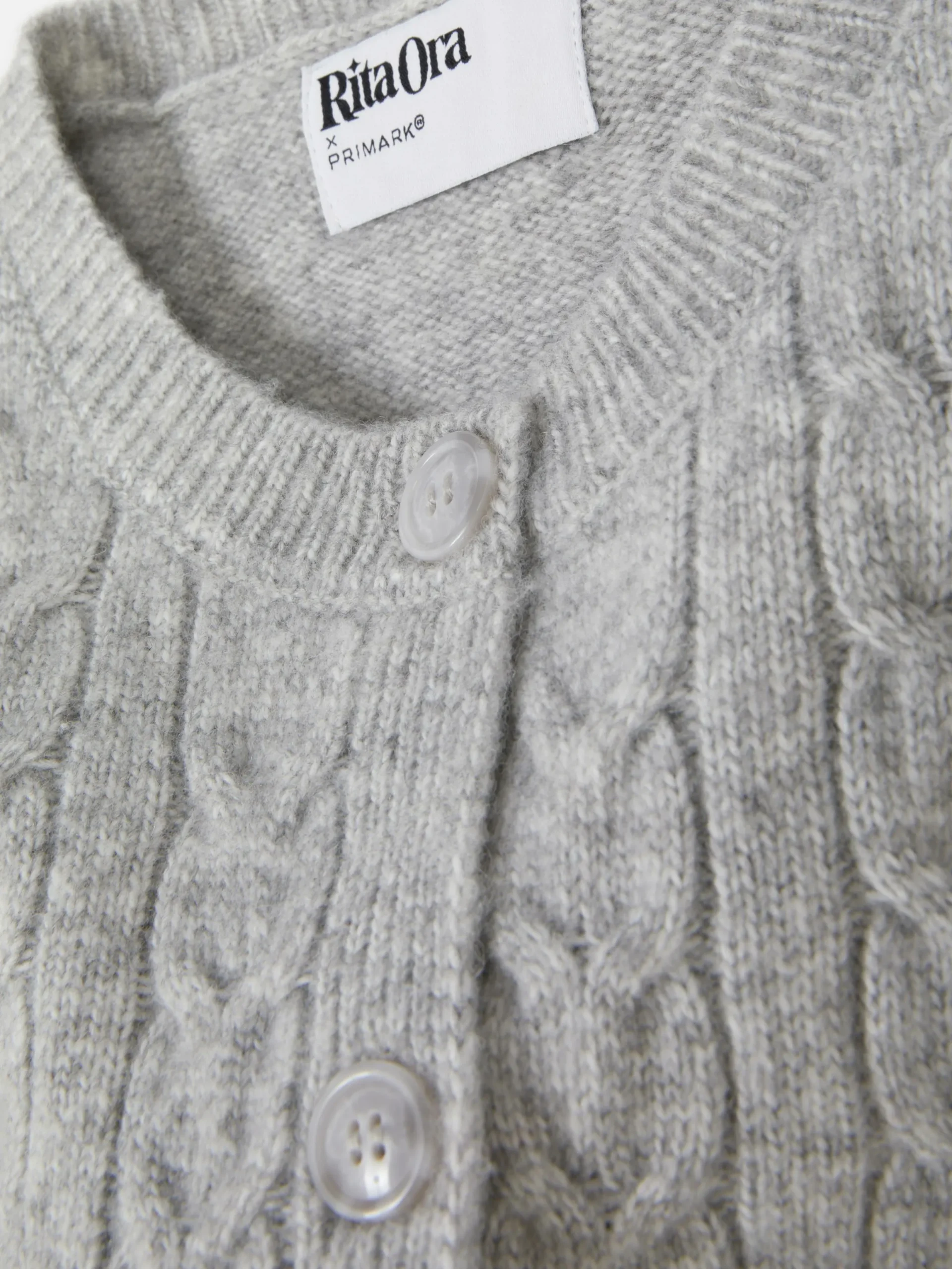 Pullover Und Cardigans|Primark „Rita Ora“ Strickcardigan Mit Zopfmuster Grau