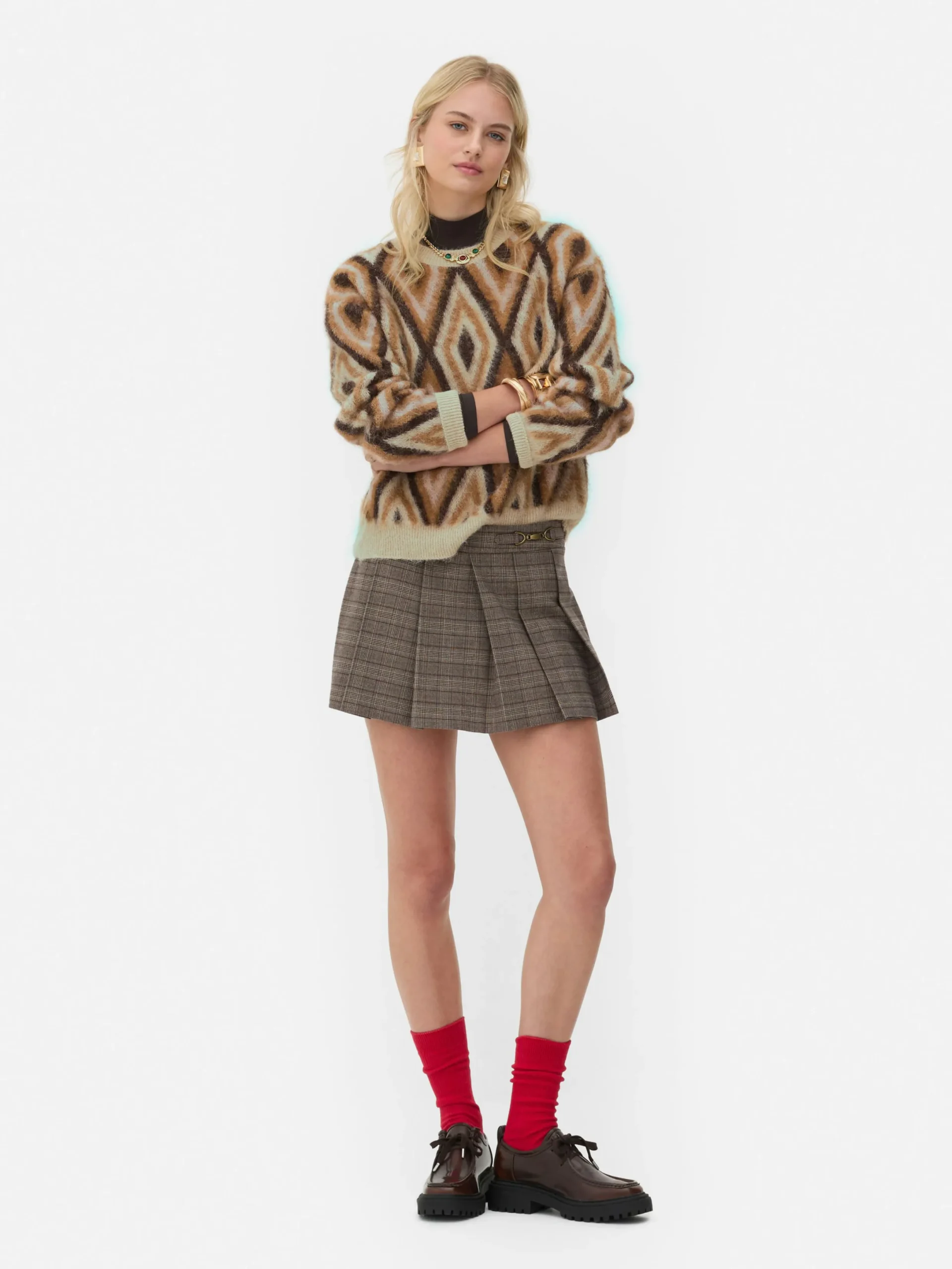 Pullover Und Cardigans|Primark „Rita Ora“ Strickpullover Mit Rautenmuster Braun