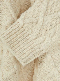 Pullover Und Cardigans|Primark „Rita Ora“ Strickpullover Mit Zopfmuster Und Knöpfen Beige