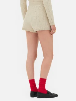 Shorts|Primark „Rita Ora“ Strickshorts Mit Zopfmuster Beige
