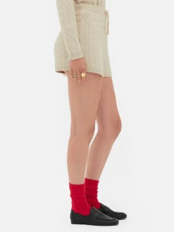 Shorts|Primark „Rita Ora“ Strickshorts Mit Zopfmuster Beige