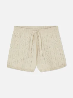 Shorts|Primark „Rita Ora“ Strickshorts Mit Zopfmuster Beige