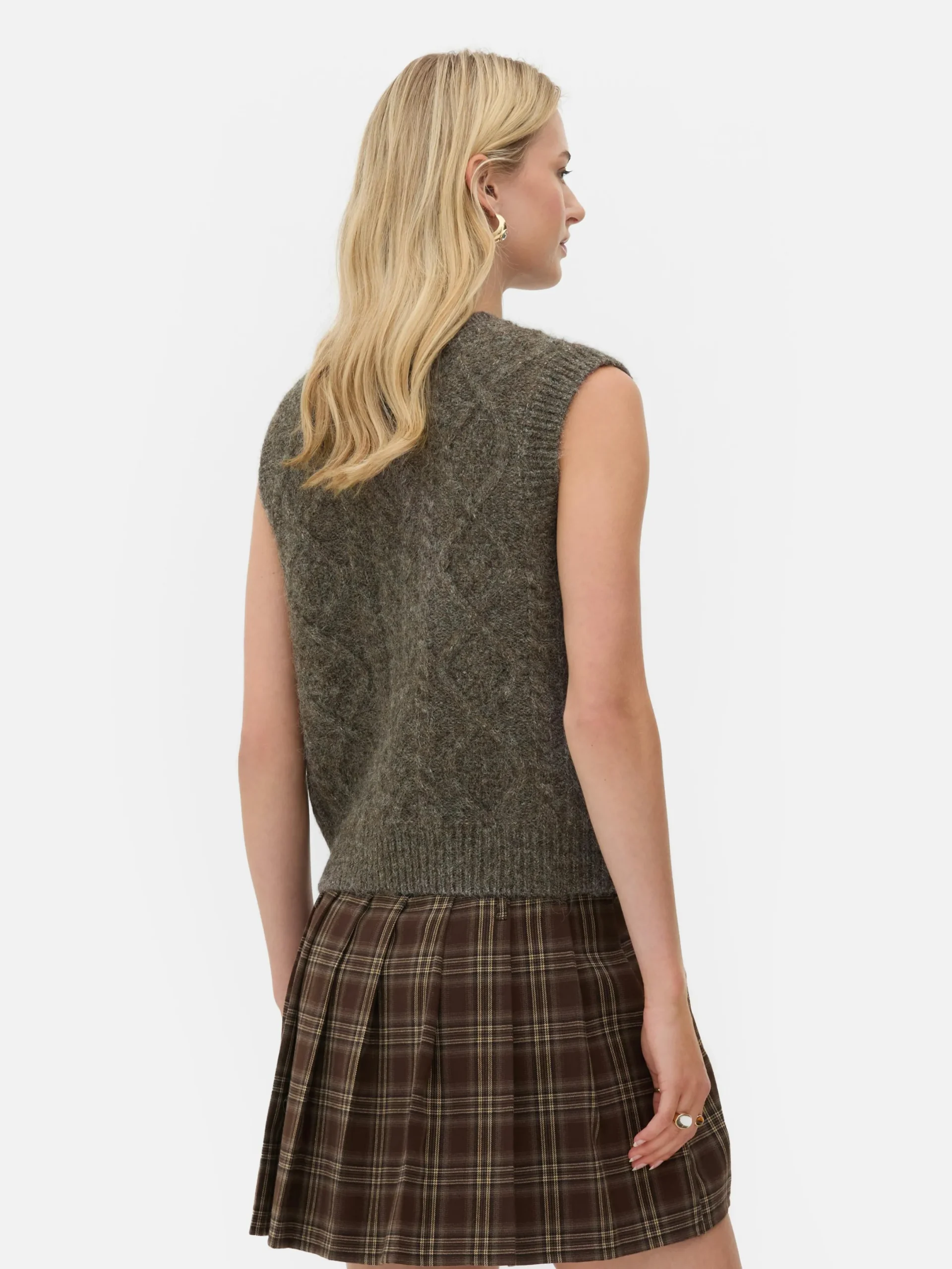 Pullover Und Cardigans|Primark „Rita Ora“ Strickweste Mit Zopfmuster Schokoladenbraun