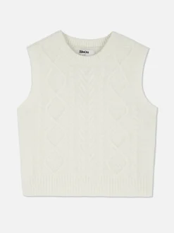 Pullover Und Cardigans|Primark „Rita Ora“ Strickweste Mit Zopfmuster Elfenbeinfarben
