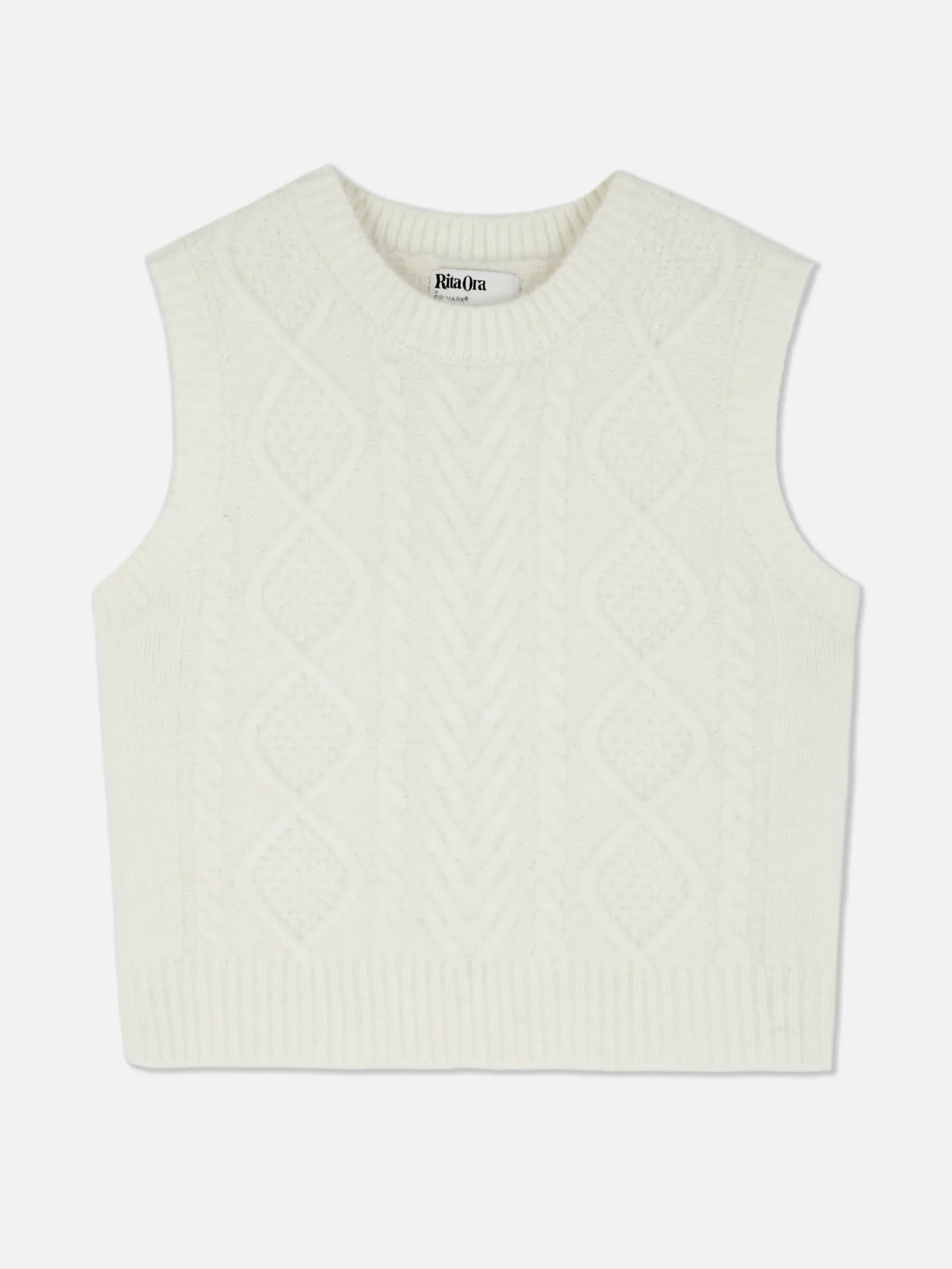 Pullover Und Cardigans|Primark „Rita Ora“ Strickweste Mit Zopfmuster Elfenbeinfarben
