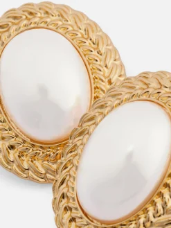 Schmuck|Primark „Rita Ora“ XL-Ohrstecker Mit Kunstperlen Gelb