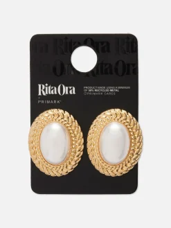 Schmuck|Primark „Rita Ora“ XL-Ohrstecker Mit Kunstperlen Gelb