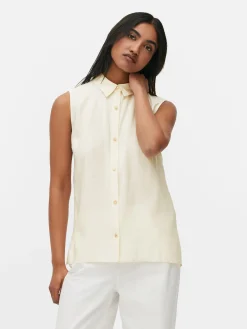 Blusen|Primark Ärmellose Bluse Mit Knopfleiste Elfenbeinfarben