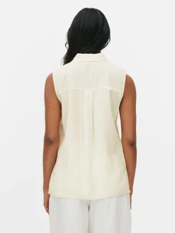 Blusen|Primark Ärmellose Bluse Mit Knopfleiste Elfenbeinfarben