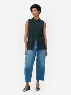 Blusen|Primark Ärmellose Bluse Mit Knopfleiste Schwarz
