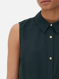 Blusen|Primark Ärmellose Bluse Mit Knopfleiste Schwarz