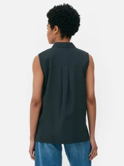 Blusen|Primark Ärmellose Bluse Mit Knopfleiste Schwarz