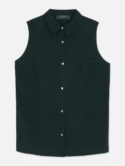 Blusen|Primark Ärmellose Bluse Mit Knopfleiste Schwarz
