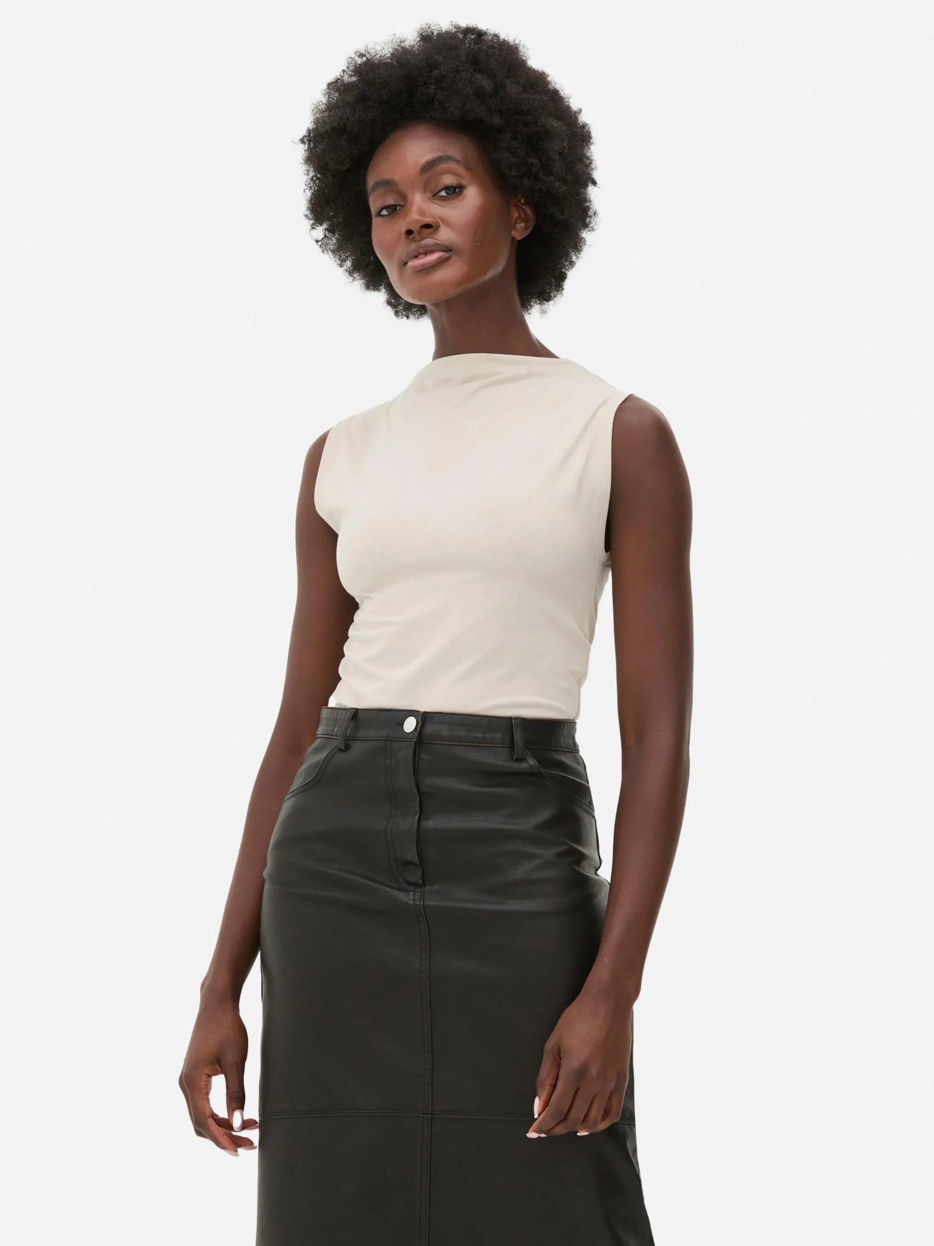 Tops Und T-Shirts|Primark Ärmelloser Body Mit Hohem Kragen Steinfarben