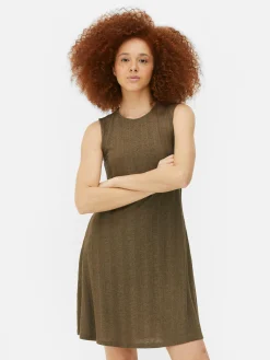 Kleider|Primark Ärmelloses, Geripptes Minikleid Khakifarben