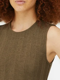 Kleider|Primark Ärmelloses, Geripptes Minikleid Khakifarben