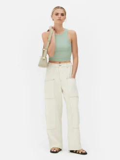 Tops Und T-Shirts|Primark Ärmelloses, Geripptes Racerback-Top Hellgrün