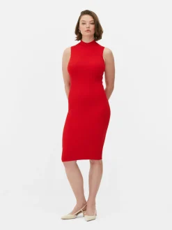 Kleider|Primark Ärmelloses Strick-Midikleid Rot