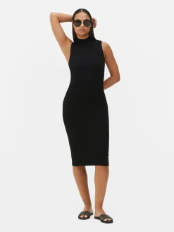 Kleider|Primark Ärmelloses Strick-Midikleid Schwarz