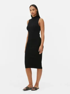 Kleider|Primark Ärmelloses Strick-Midikleid Schwarz