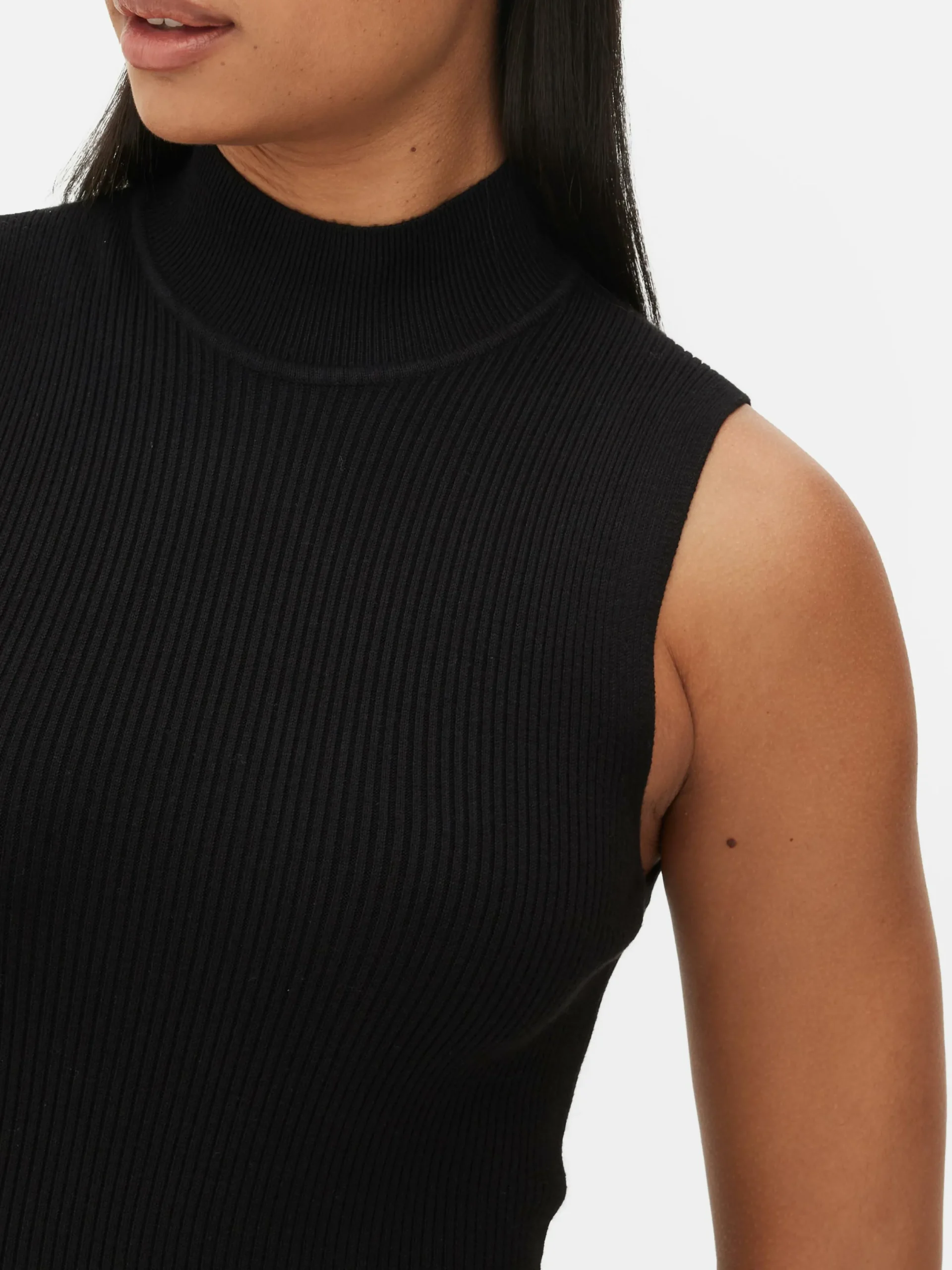 Kleider|Primark Ärmelloses Strick-Midikleid Schwarz