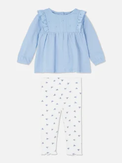 Sets Und Outfits|Primark Rüschenbluse Und Leggings Im Set Blau
