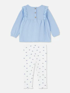 Sets Und Outfits|Primark Rüschenbluse Und Leggings Im Set Blau