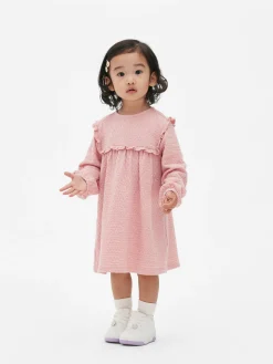Kleider Und Röcke|Primark Rüschenkleid In Knitteroptik Rosa