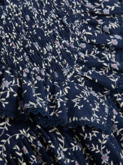 Kleider Und Röcke|Primark Rüschenkleid Mit Blumenmuster Marineblau