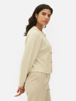 Pullover Und Cardigans|Primark Rundhals-Cardigan Mit Knopfleiste Elfenbeinfarben