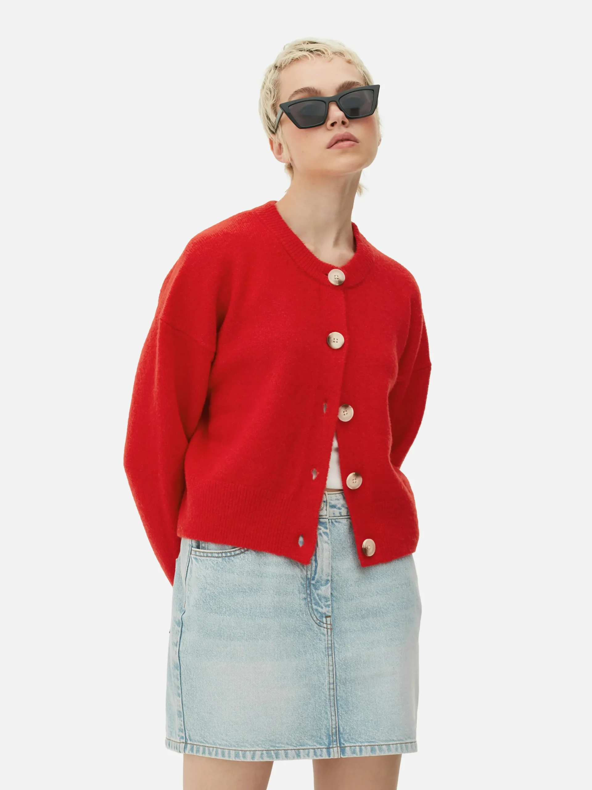 Pullover Und Cardigans|Primark Rundhals-Cardigan Mit Knopfleiste Rot
