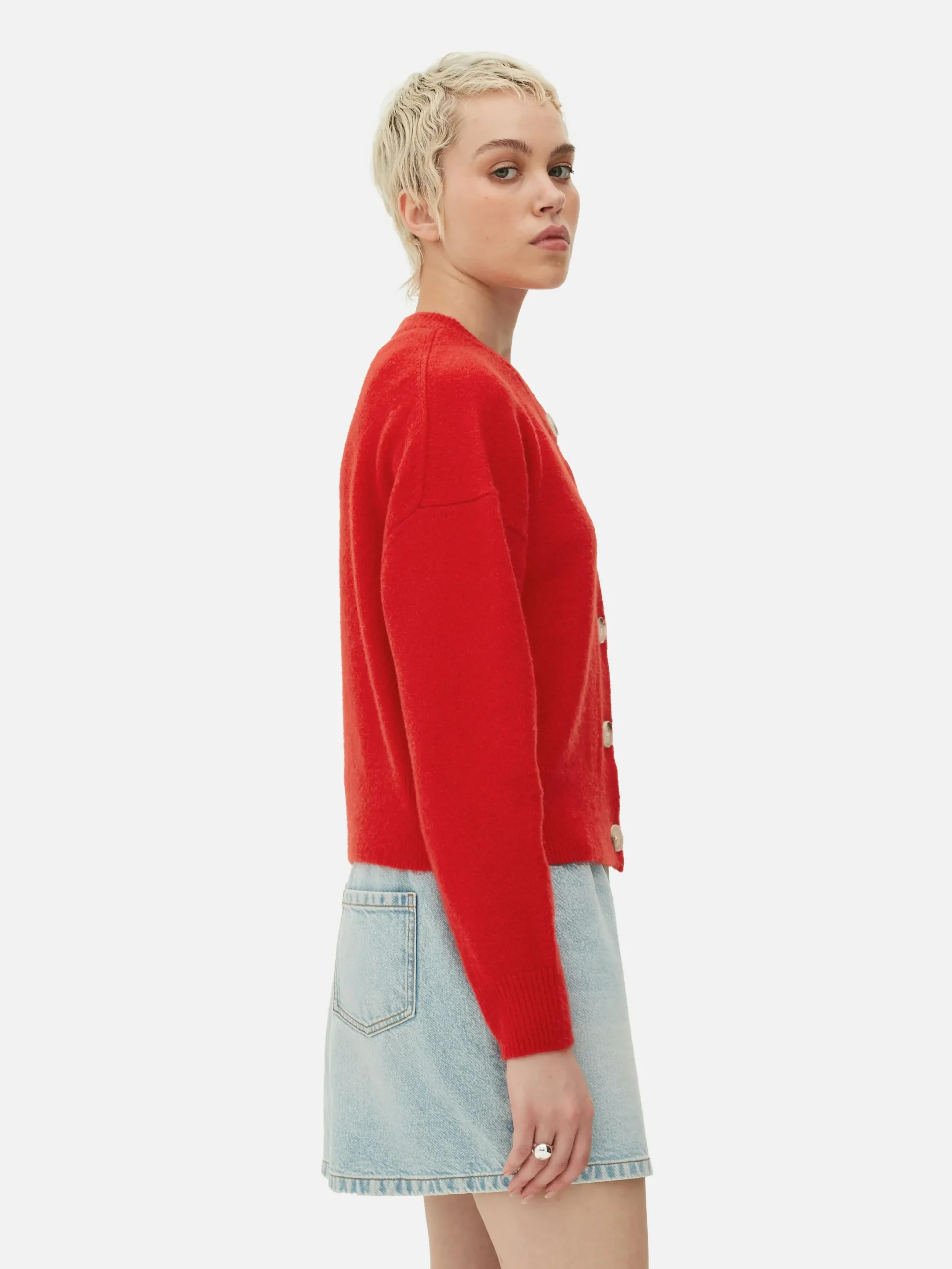 Pullover Und Cardigans|Primark Rundhals-Cardigan Mit Knopfleiste Rot