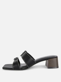 Heels|Primark Sandaletten Mit Blockabsatz Und Schnallenriemen Schwarz