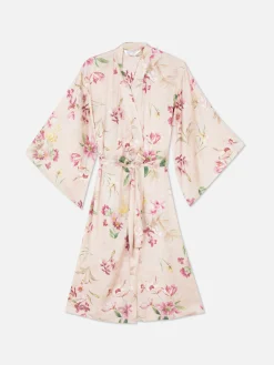 Bademäntel|Primark Satin-Bademantel Mit Blumenmuster Rosa