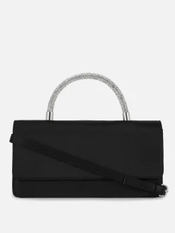 Taschen Und Portemonnaies|Primark Satin-Umhängetasche Mit Strassbesetztem Griff Schwarz