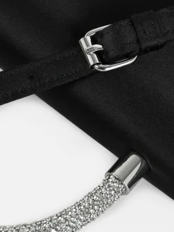 Taschen Und Portemonnaies|Primark Satin-Umhängetasche Mit Strassbesetztem Griff Schwarz