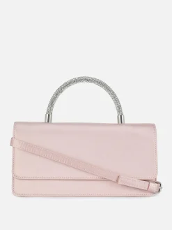 Taschen Und Portemonnaies|Primark Satin-Umhängetasche Mit Strassbesetztem Griff Rosa
