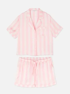 Schlafanzüge|Primark Schlafanzug Aus Satin Mit Top Und Shorts Hellrosa